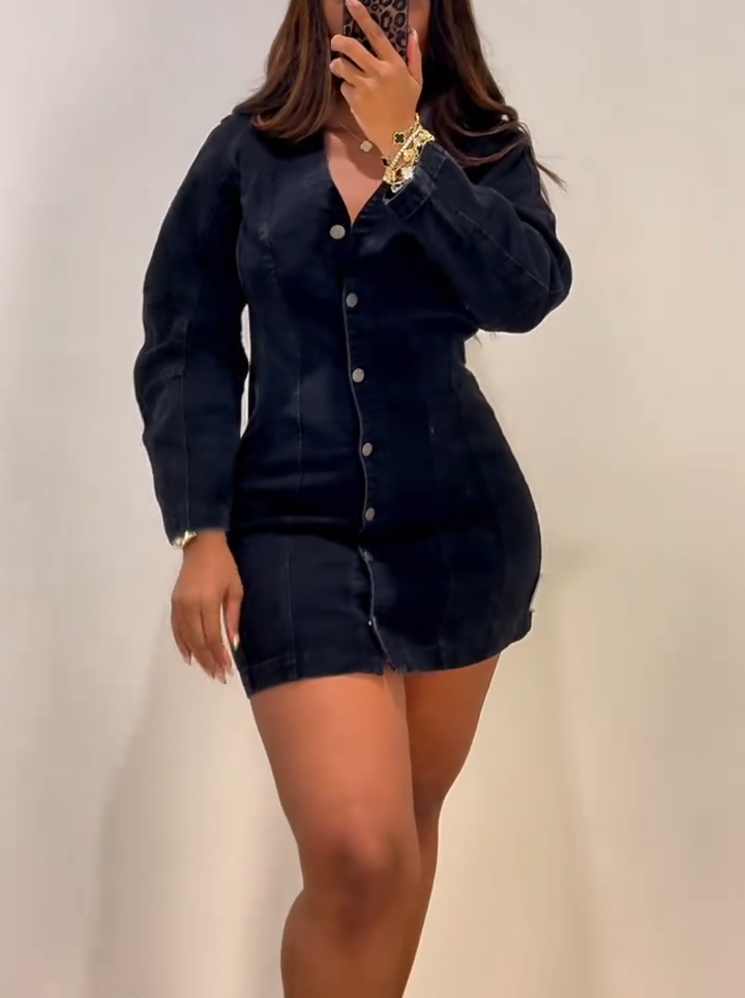 Long sleeve denim bodycon dress