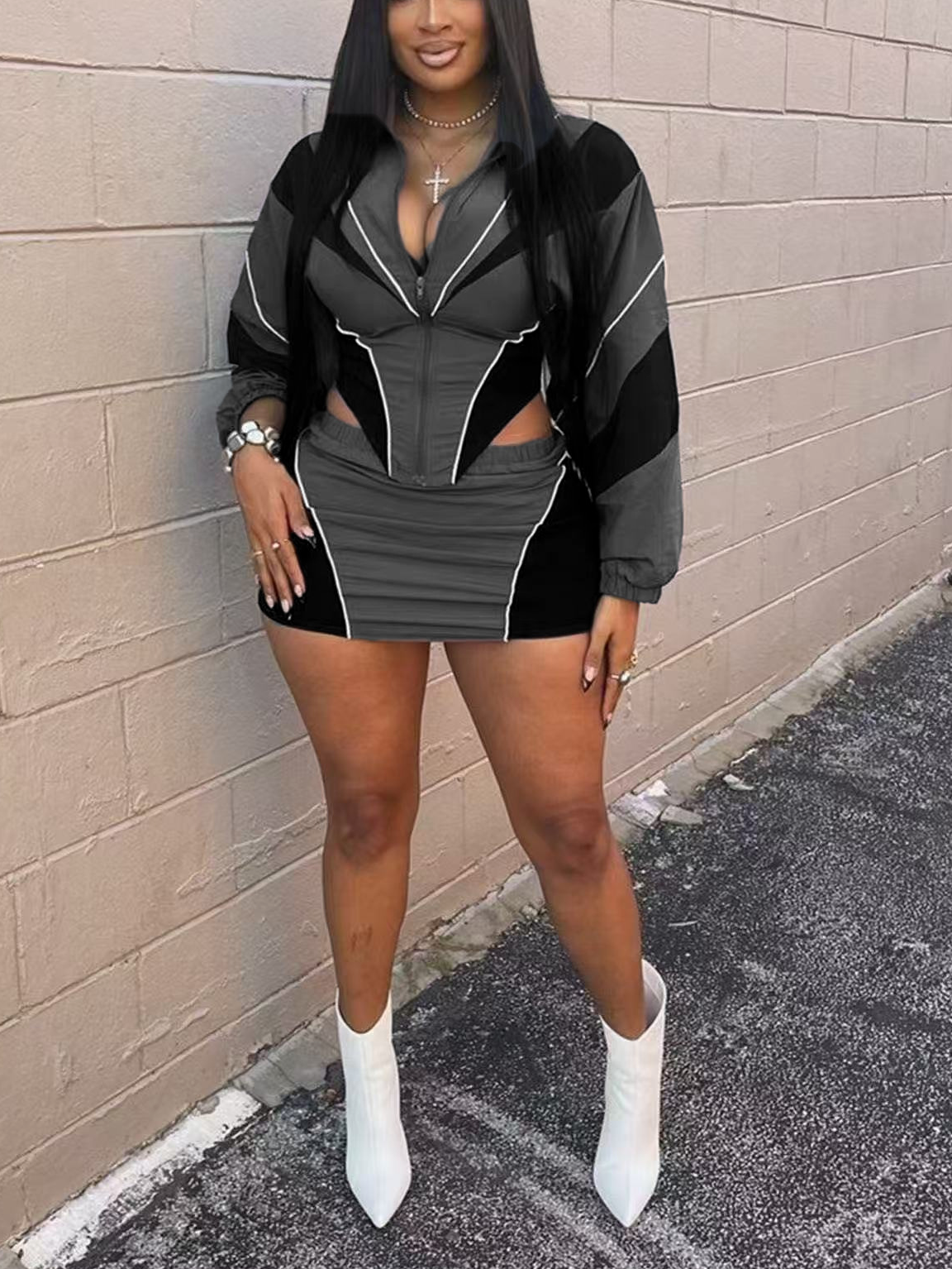 Sports style loose casual skirt suit