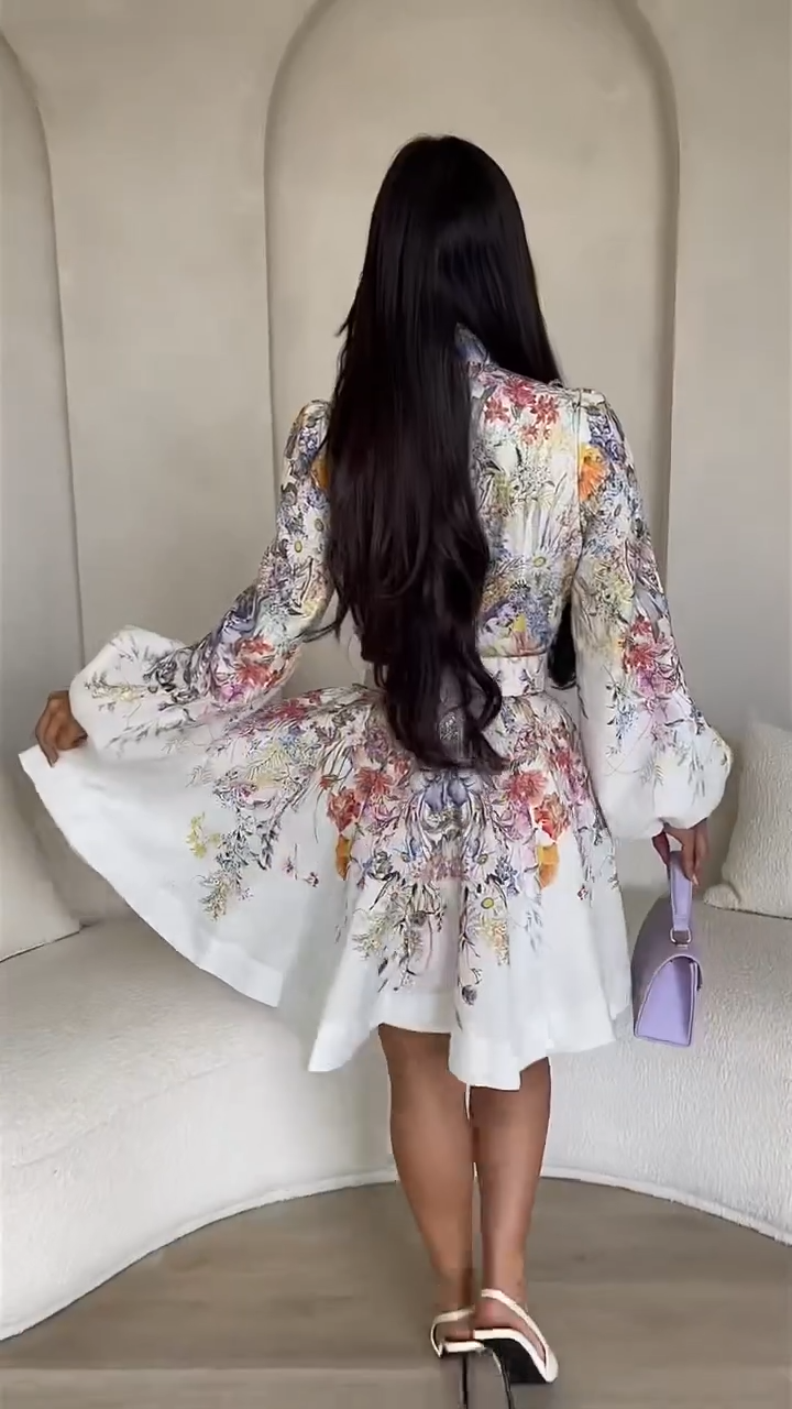 Floral-print mini dress