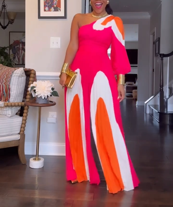 Women's Rose One-shoulder Jumpsuit