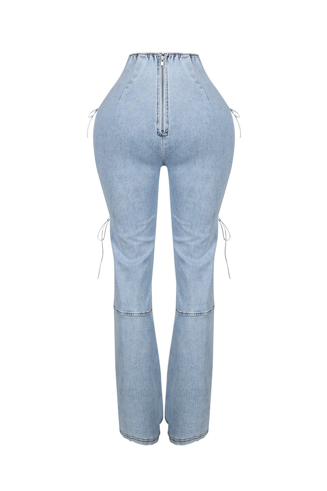 High Waist Lace Up Jeans
