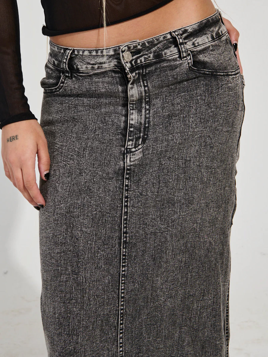 Denim Maxi Skirt With Train
