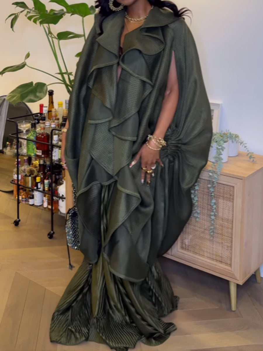 Fashion Flouced Pleated Two Pieces Set