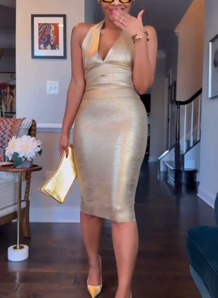 Gold Sexy Dress Suit