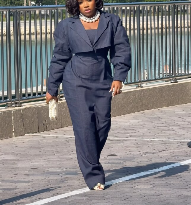 Long skirt + jacket two-piece set