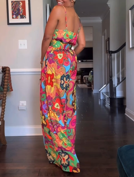 Printed casual 2 piece suit