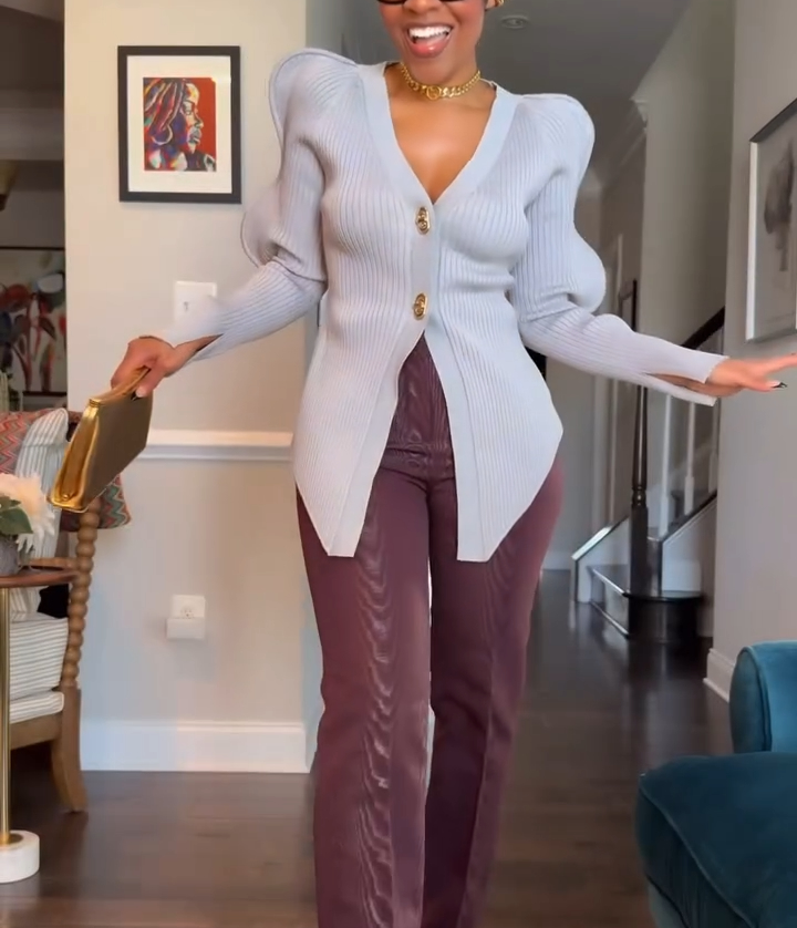 Wave sleeve knitted cardigan