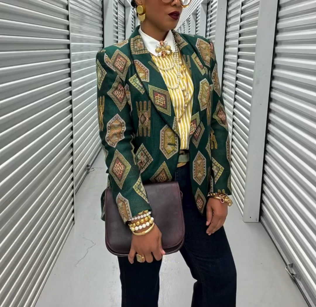 Green printed suit