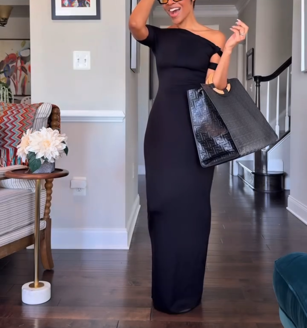 Solid Color Elegant Strapless Maxi Dress