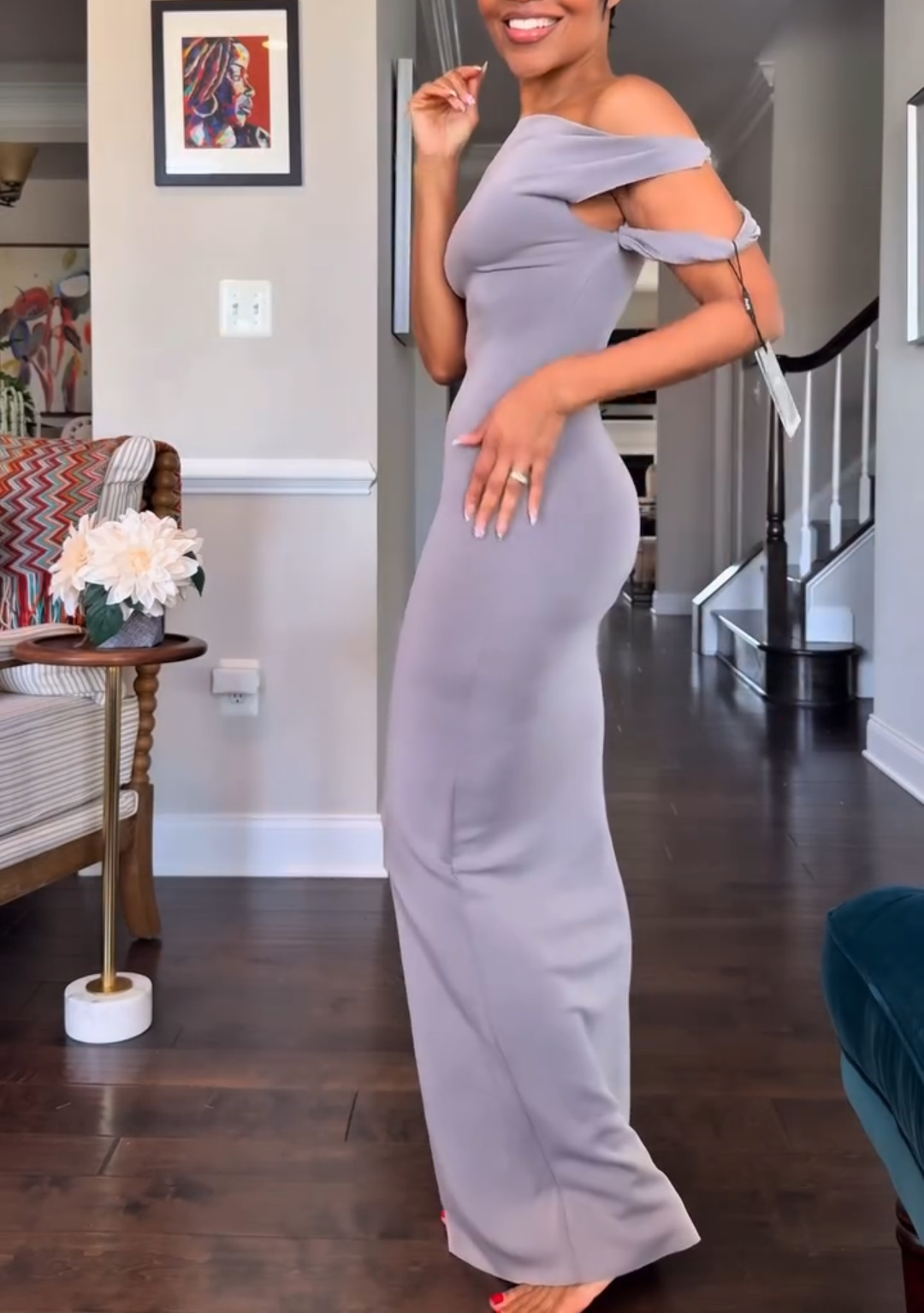 Solid Color Elegant Strapless Maxi Dress