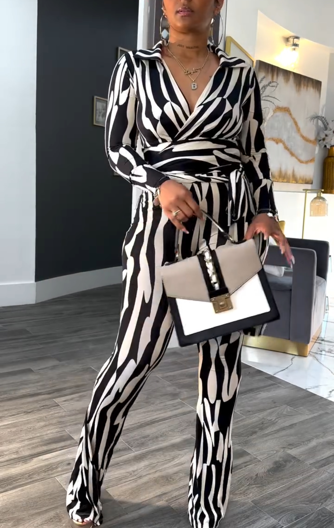 Zebra print waist jumpsuit