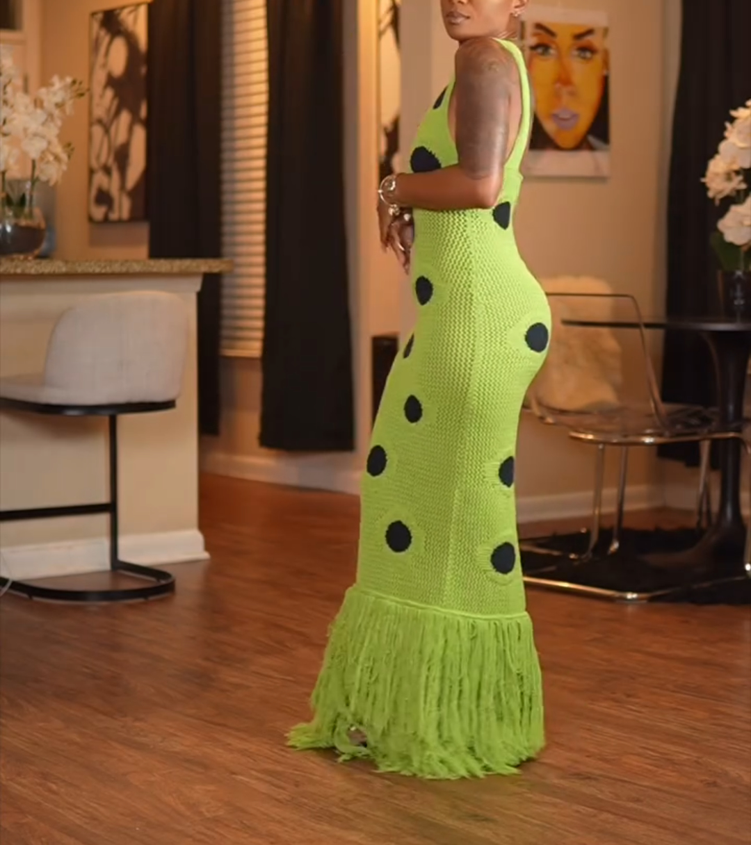 Knitted fringe dress