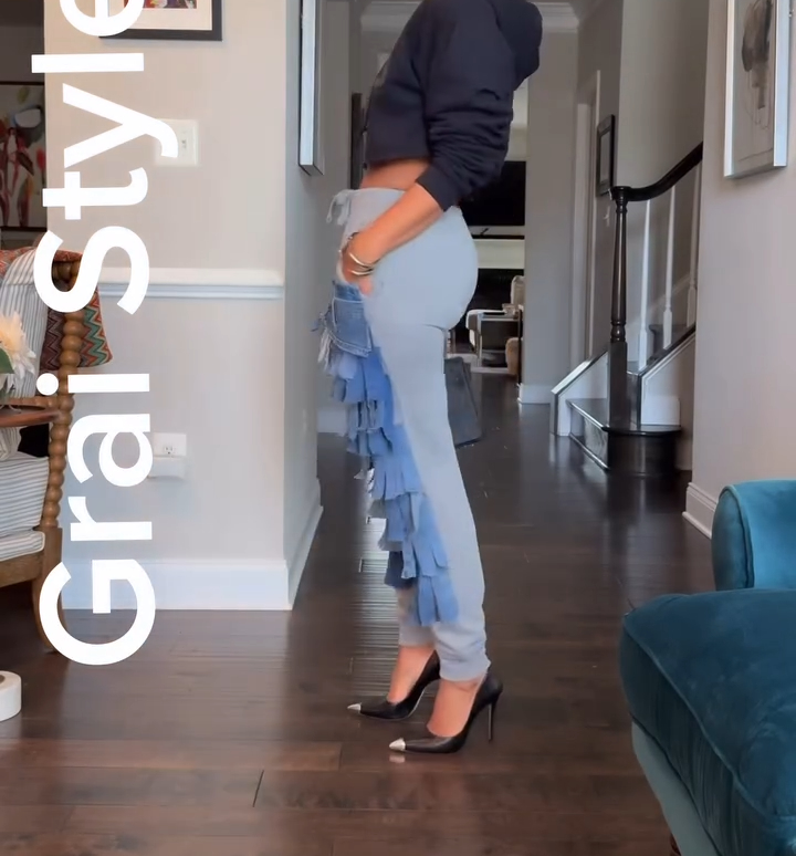 Creative fringe jeans