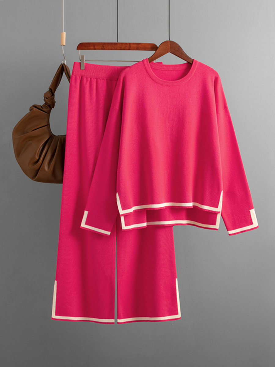 Contrast Split Knitted Suit