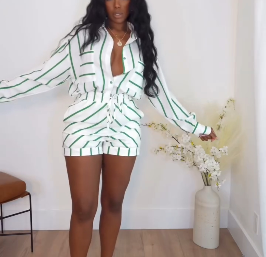 Striped two-piece casual suit