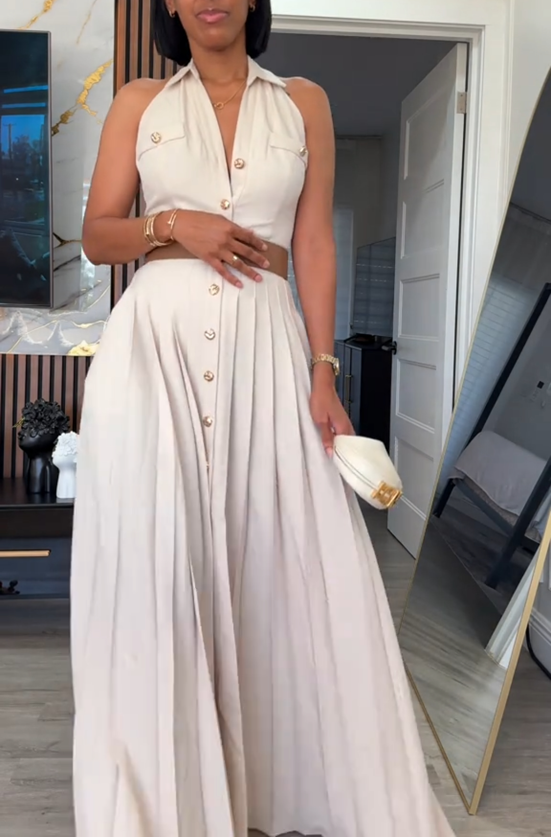 Halter Neck Fit and Flare Dress