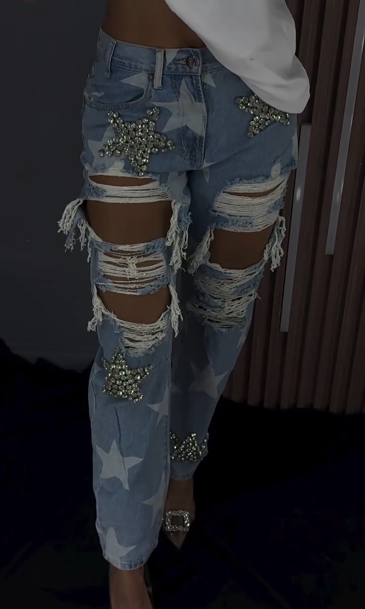 Diamond ripped jeans