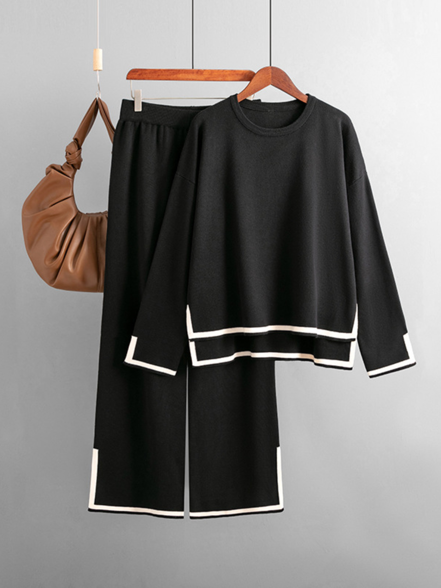 Contrast Split Knitted Suit