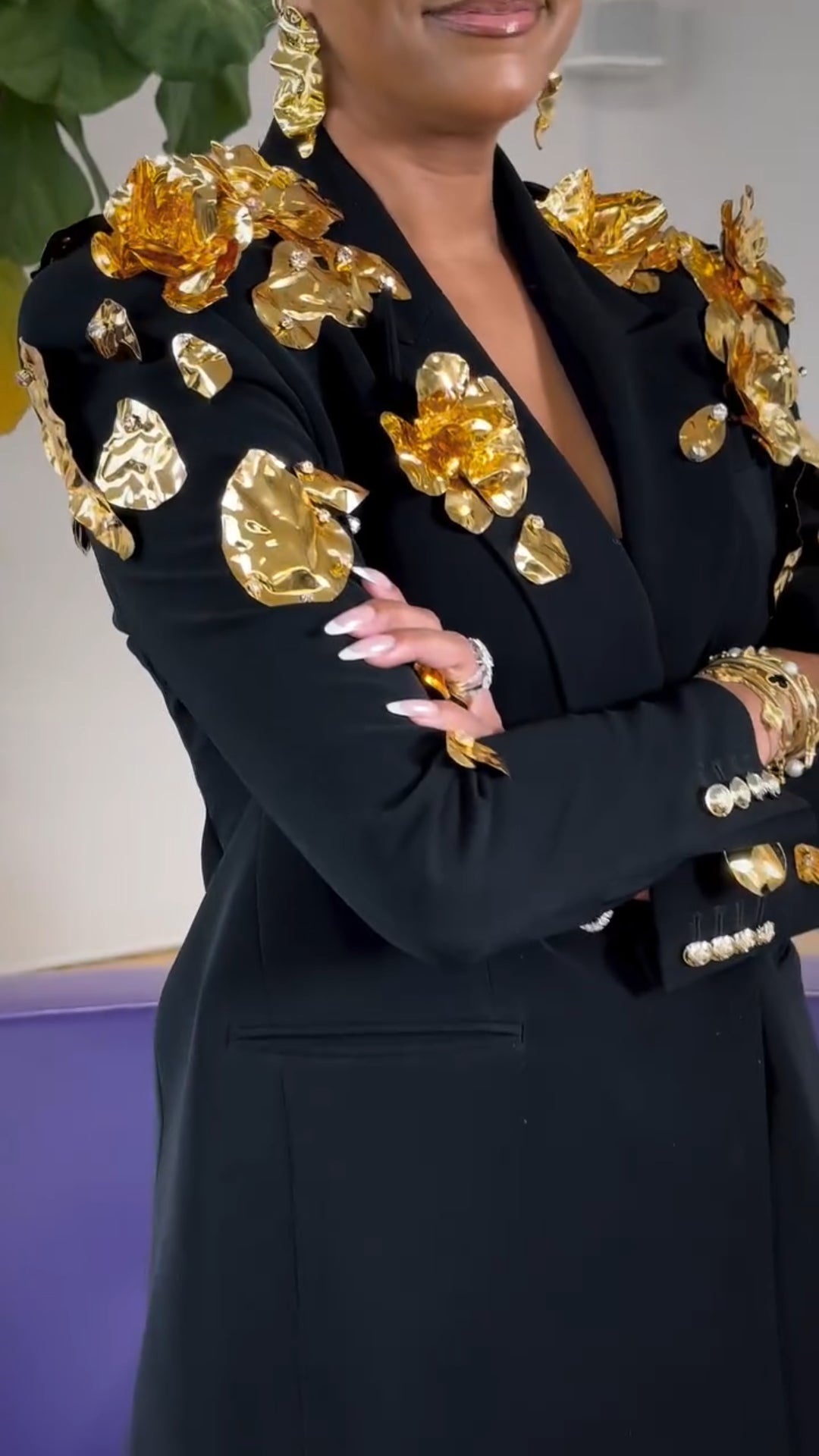 Gold sequined suit