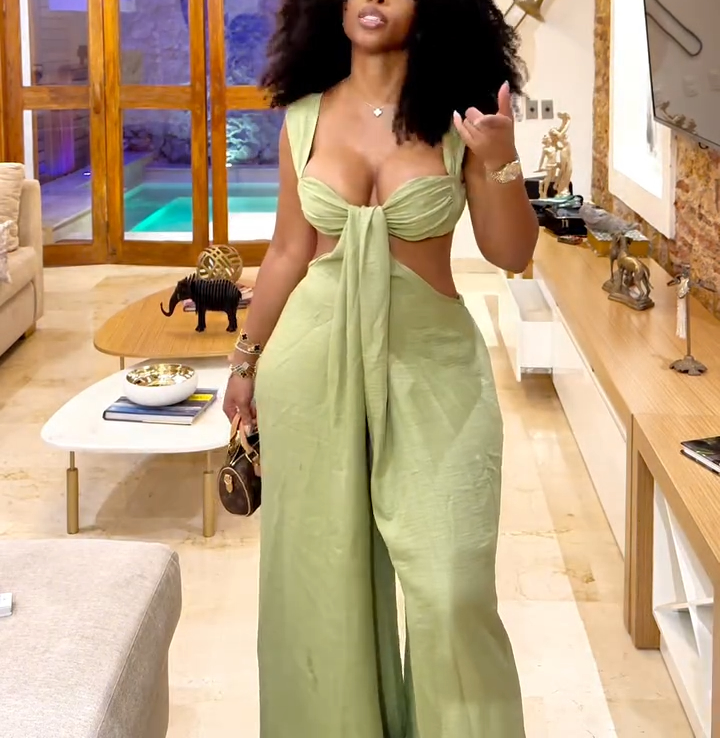 Green Cutout Wide Leg Jumpsuit