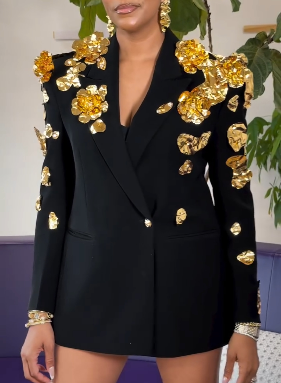 Gold sequined suit