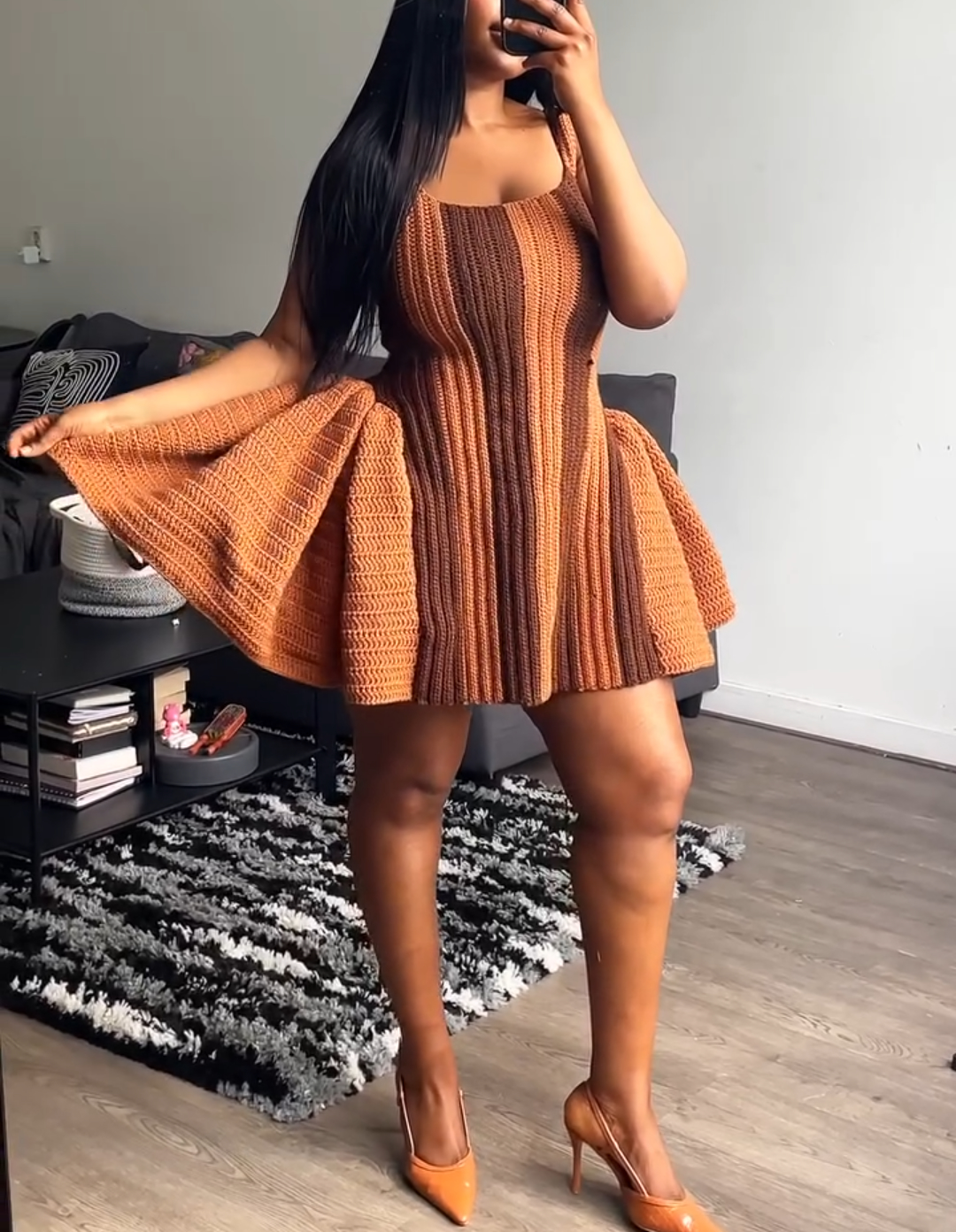 Crochet Flared Mini Dress