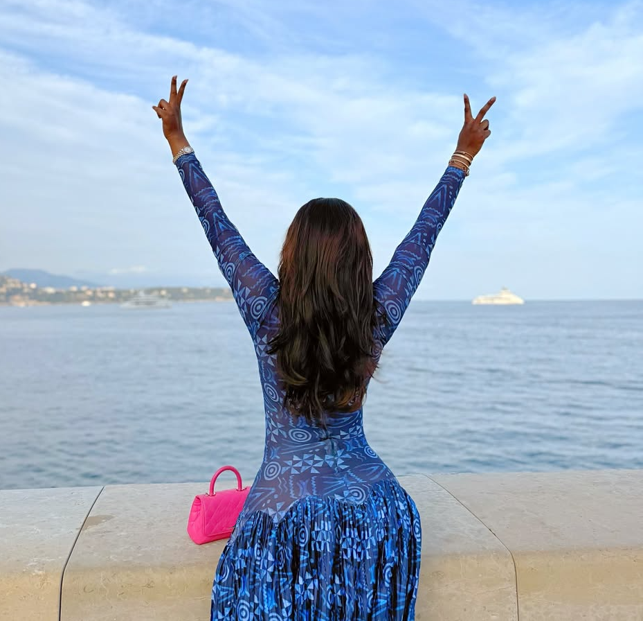 Blue Floral Long Sleeve Maxi Dress