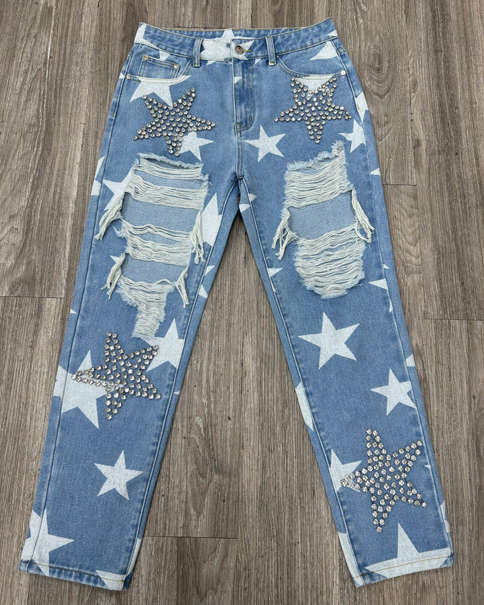 Diamond ripped jeans
