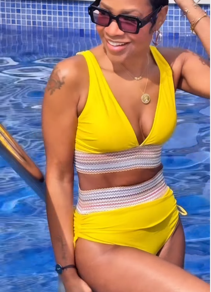 V-neck lace-up bikini set