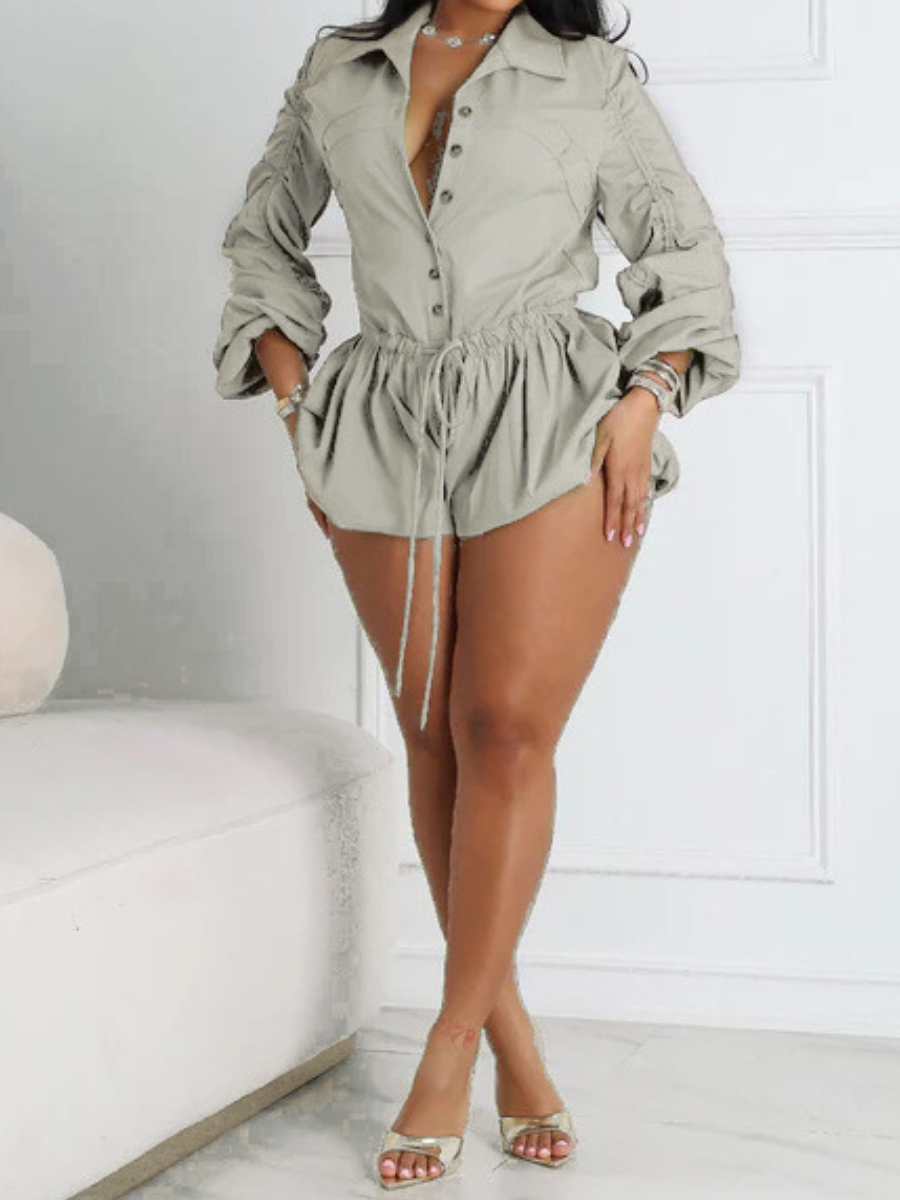 Chic Solid Color Tooling Romper