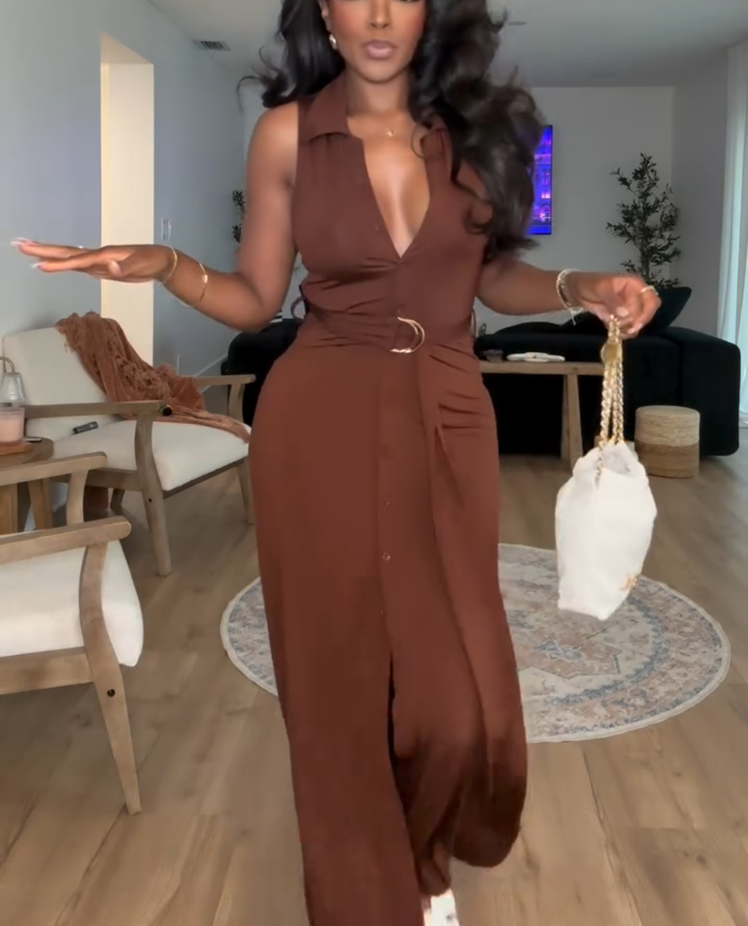 Sleeveless high waist jumpsuit