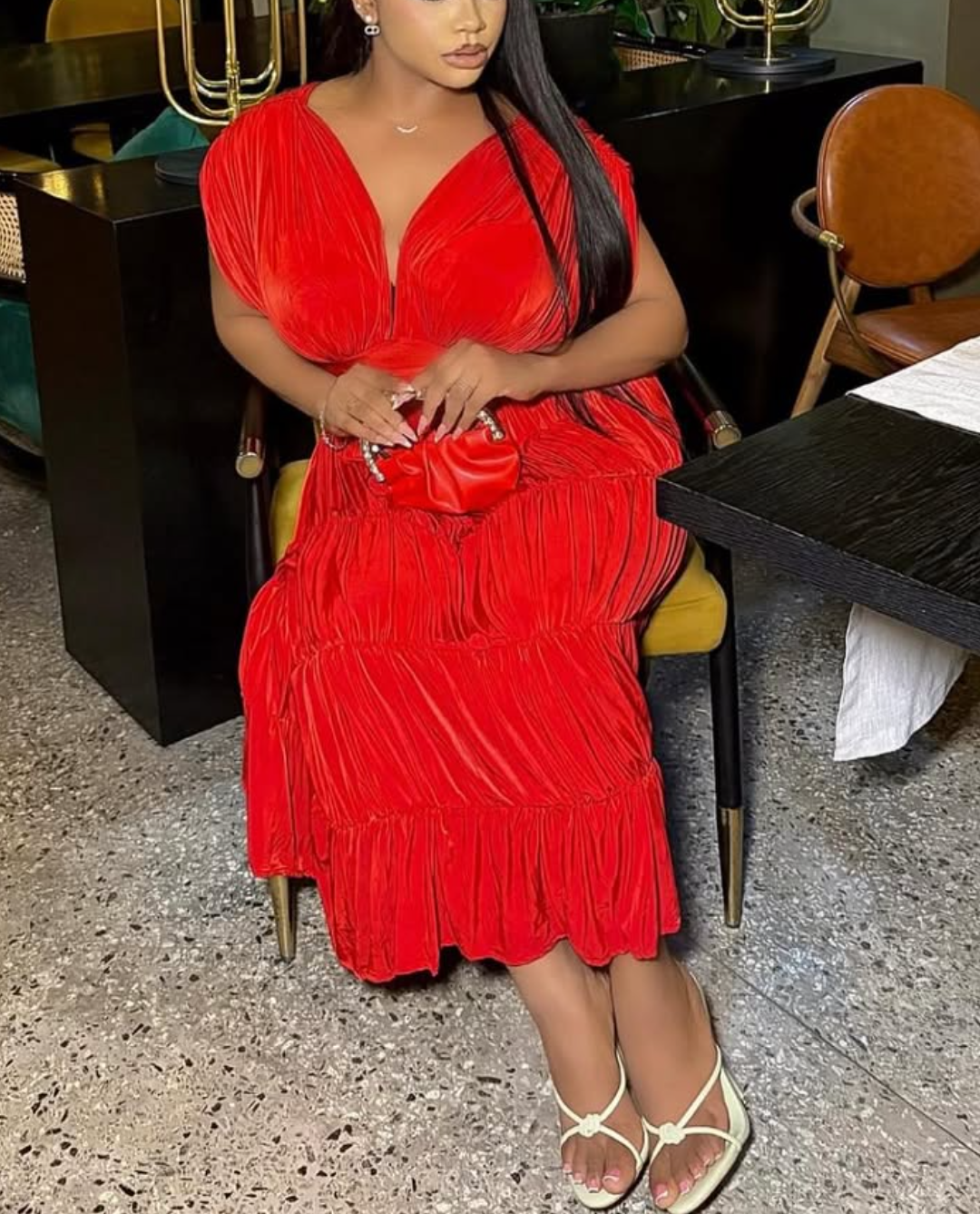 Classic Red w-neck Dress