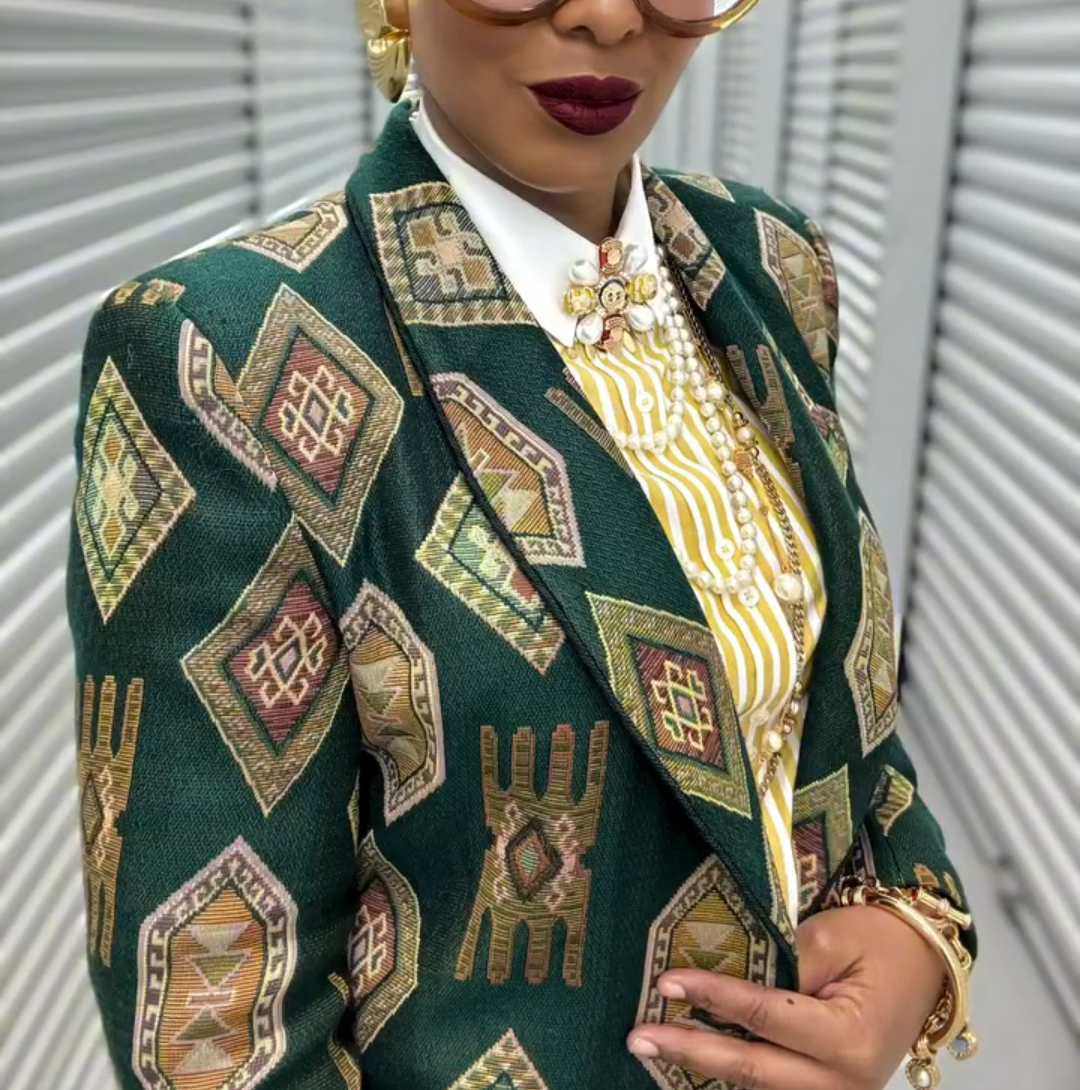 Green printed suit