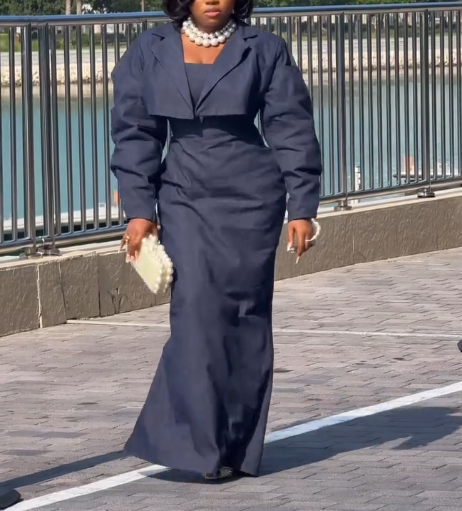 Long skirt + jacket two-piece set