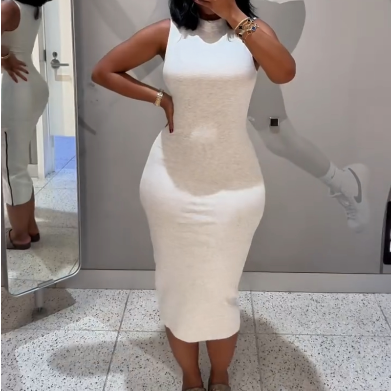 Sleeveless hip dress