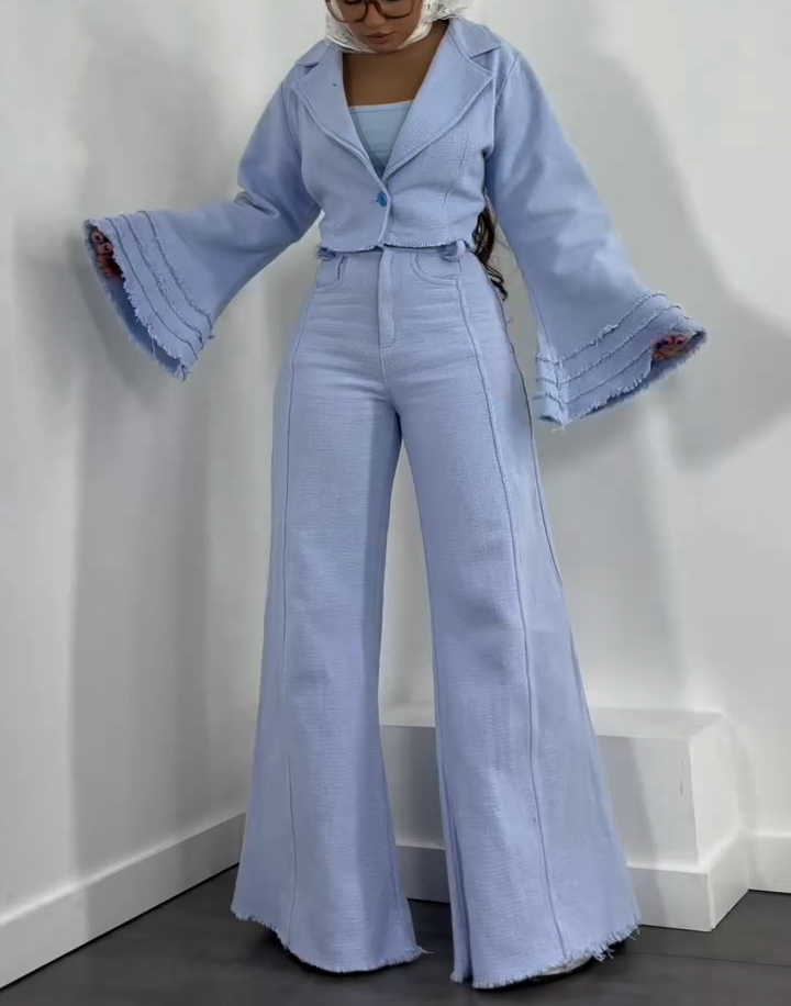 Bell sleeve lapel two piece suit