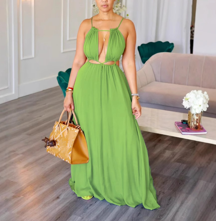 Sleeveless Hollow-Out Backless Maxi Dress