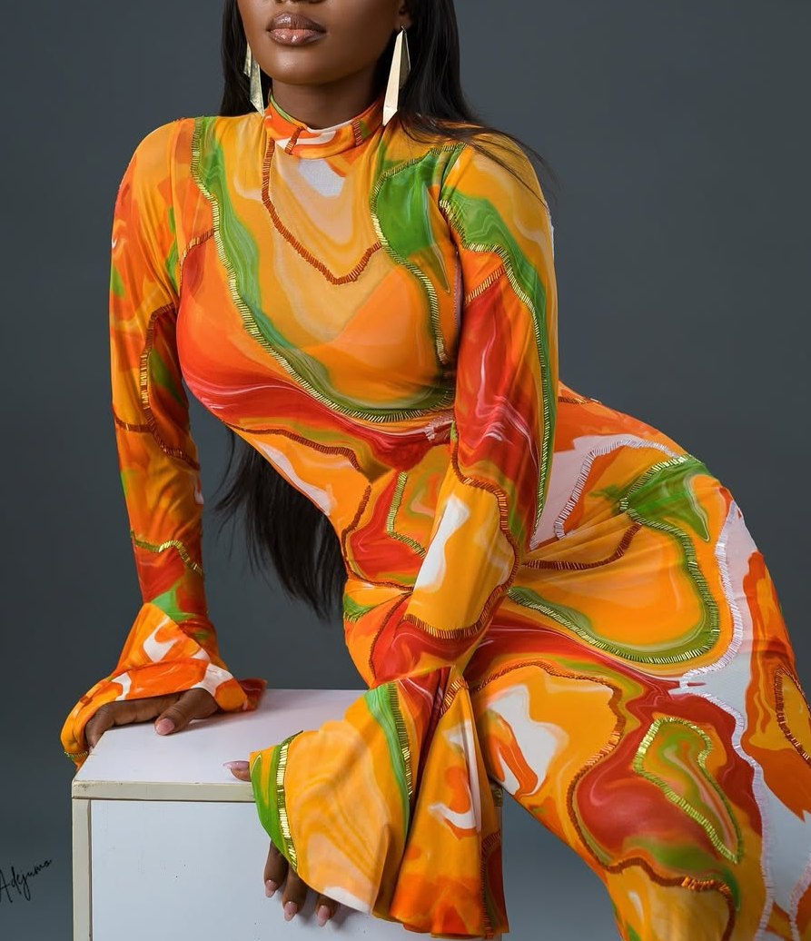 Printed sexy hip dress