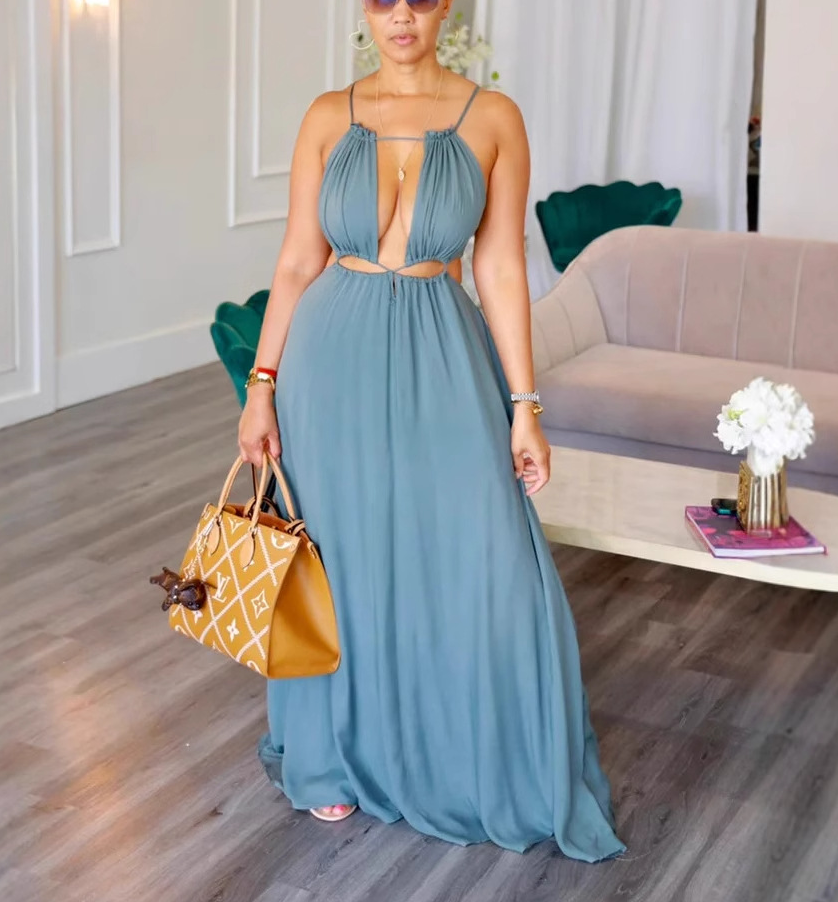 Sleeveless Hollow-Out Backless Maxi Dress