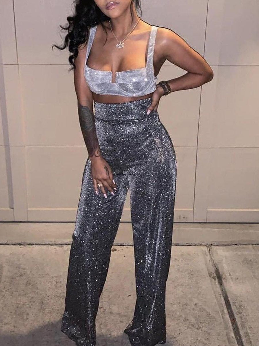 Shining Wide-Leg Pants