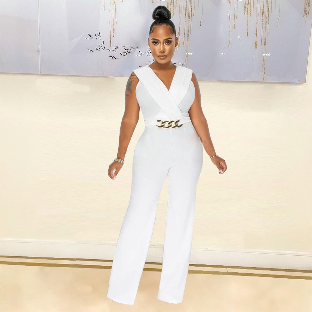 Fashion slim fit casual sleeveless jumpsuit