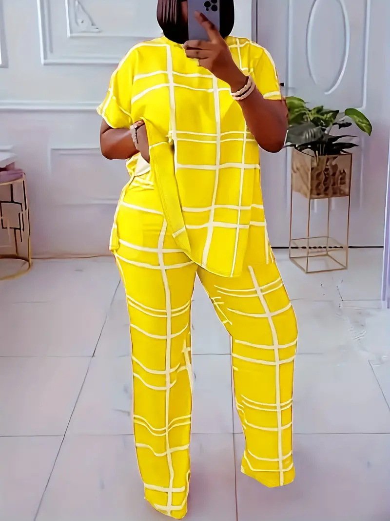 Fashionable slim trousers T-shirt set