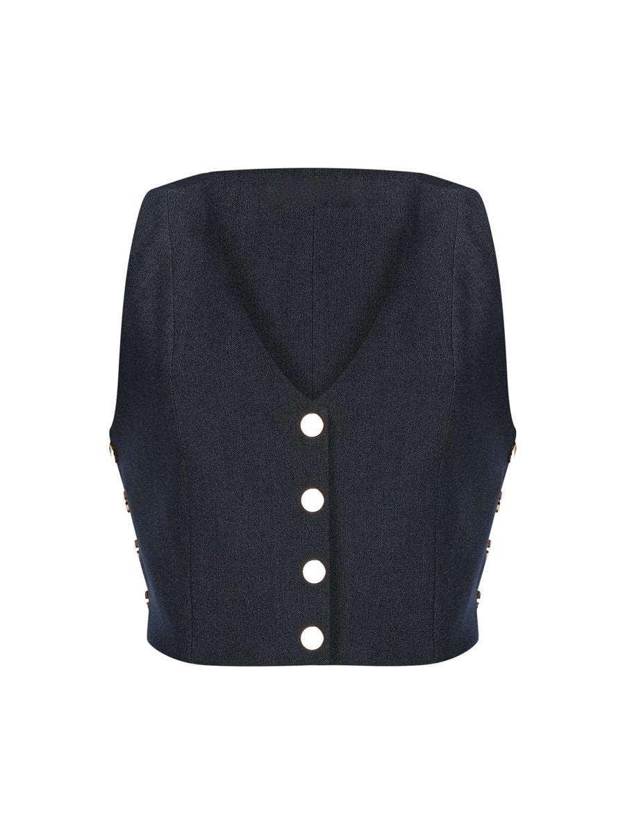 Button Up Sleeveless Solid Vest & Trousers【Free Shipping】