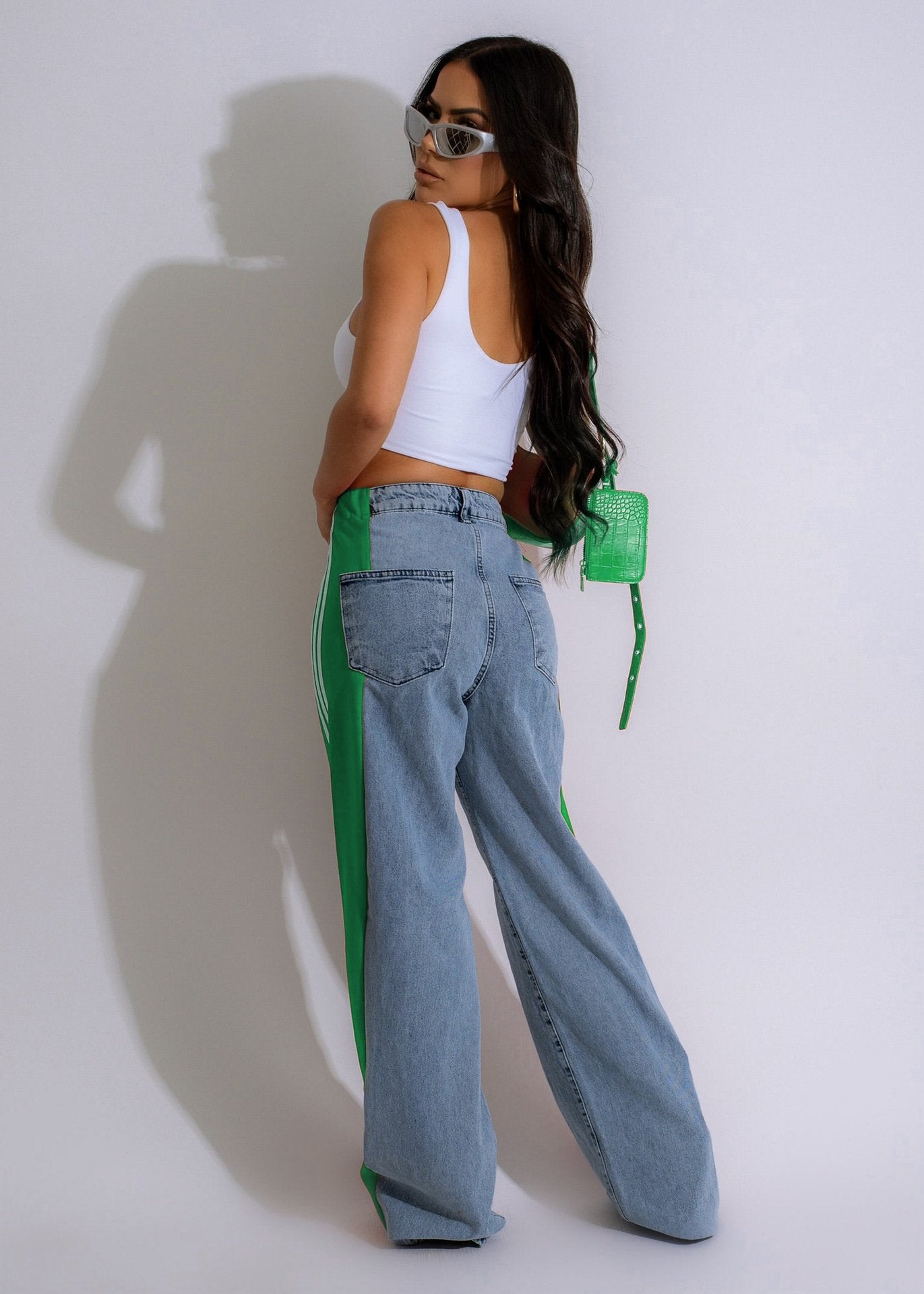 Panelled 3-Stripes Wide-Leg Jeans