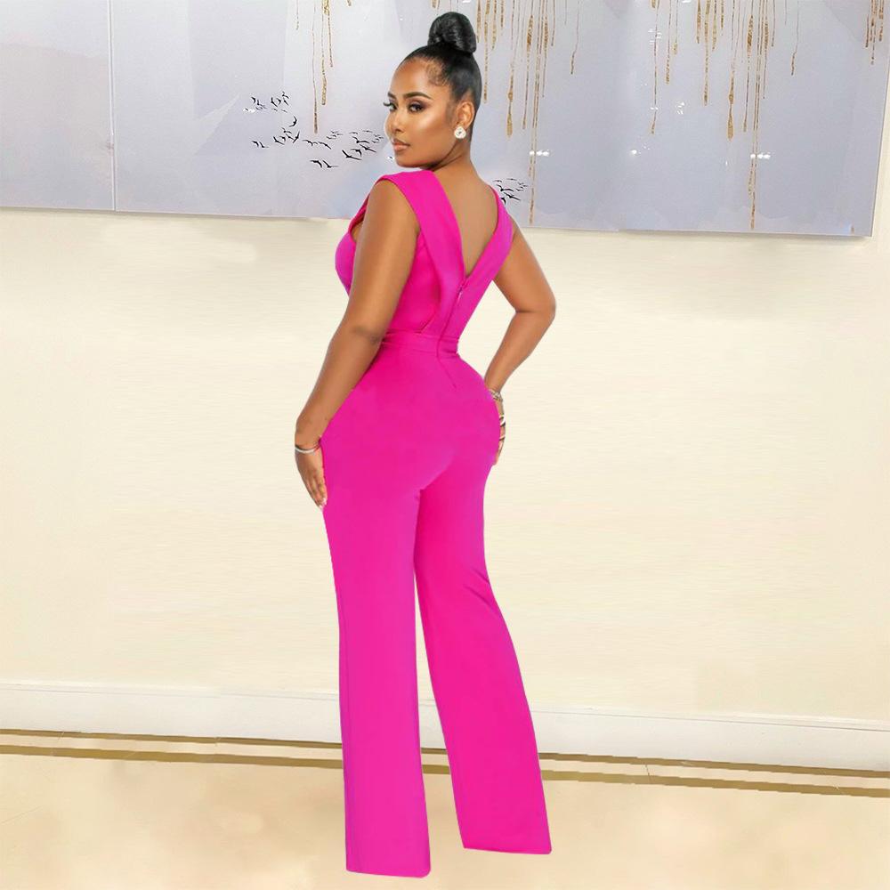 Fashion slim fit casual sleeveless jumpsuit