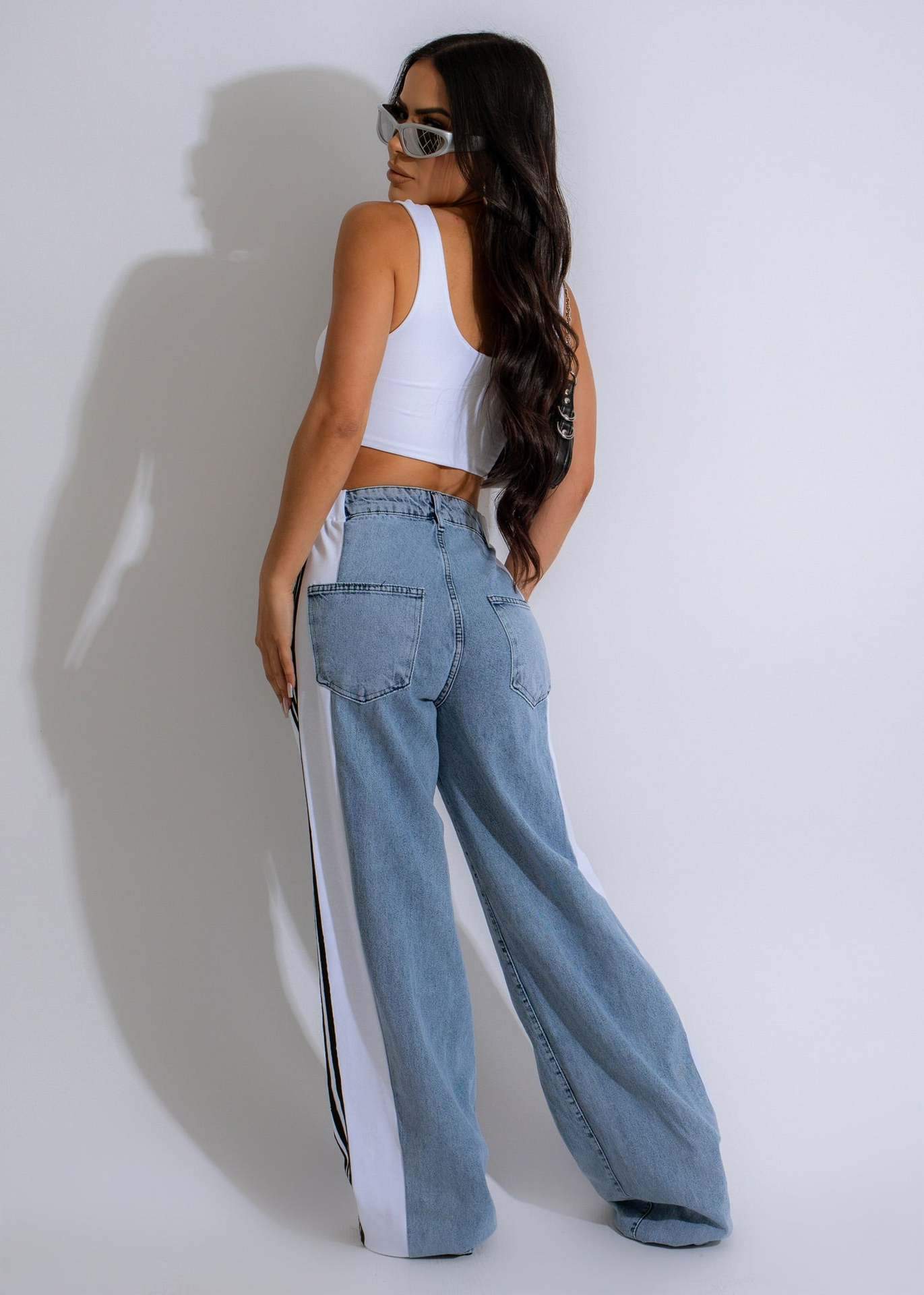Panelled 3-Stripes Wide-Leg Jeans