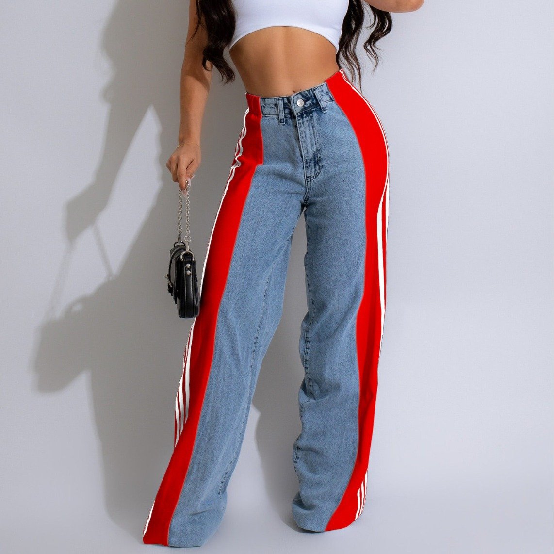 Panelled 3-Stripes Wide-Leg Jeans