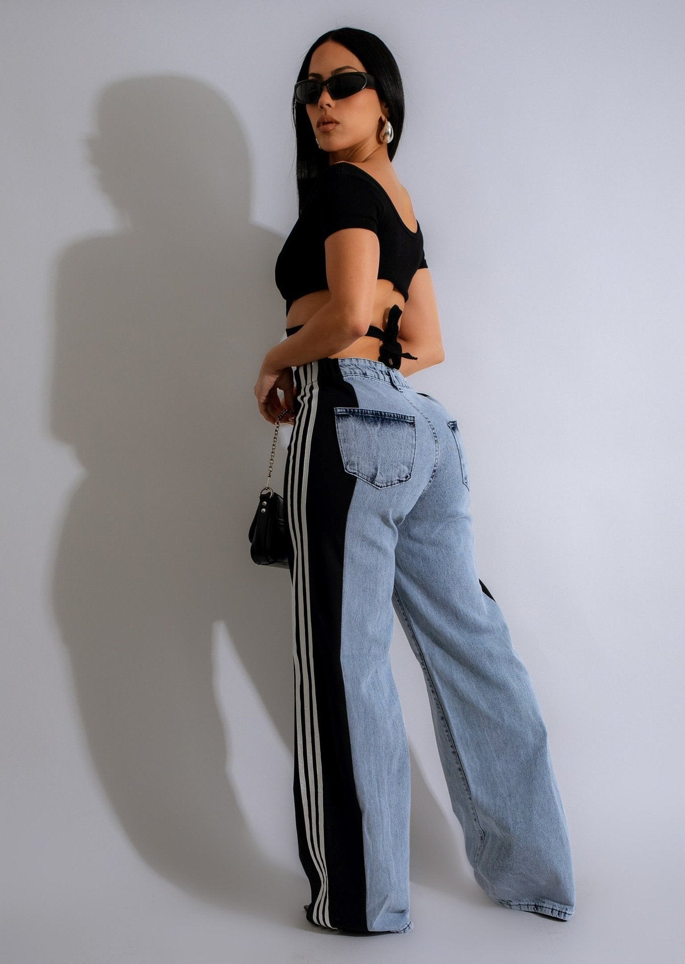 Panelled 3-Stripes Wide-Leg Jeans