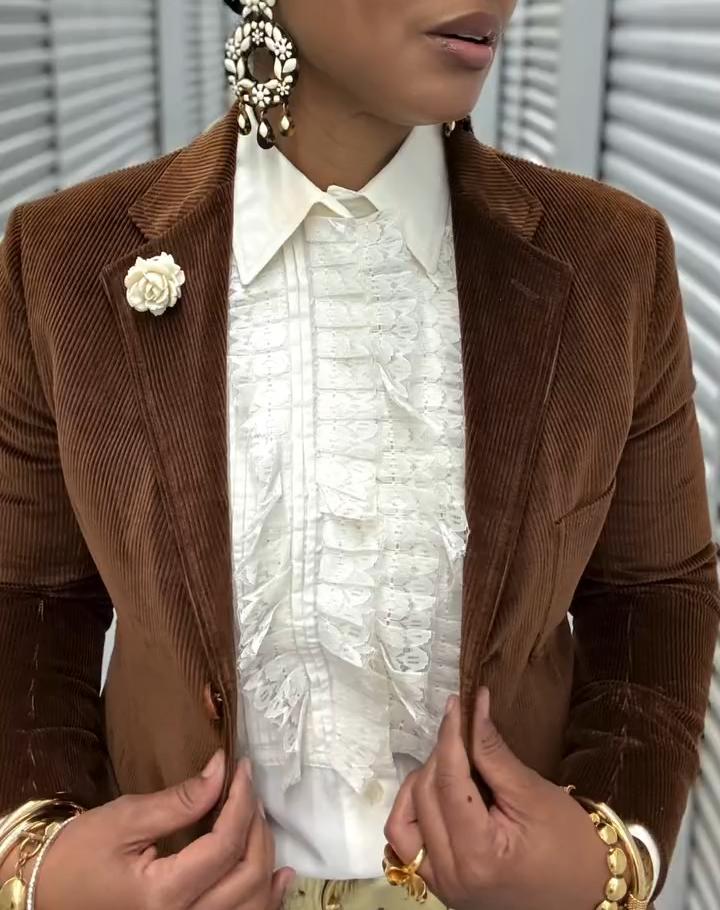Brown floral formal & casual blazer
