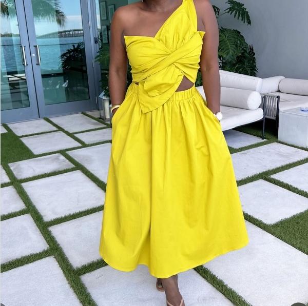 Yellow Floral Midi Dress